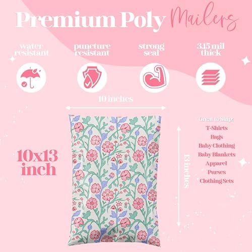 Pretty Package Store Poly Mailers 10x13, Garden Party, 100 Pack - Image 2