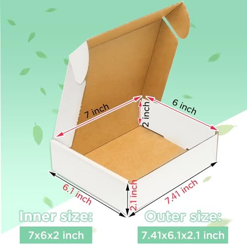 50 pack Small Shipping Box,7x6x2''Corrugated Mailer,YUNSY-BOX Cardboard Box - Image 2