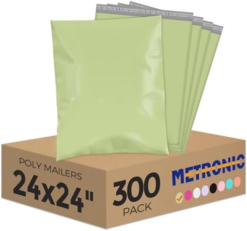 Metronic 300PC Poly Mailers 24x24 Large Shipping Bags for Clothing, Strong Adhensive Mailers Bags for Small Business, Shipping Envelopes, Tear-resistant Mailing Bags in Avocado Green by METRONIC
