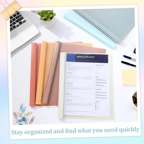 6 PCS Retro Plastic Report Covers with 3 Prongs Clear Front Presentation Folders 3 Prong Folders for Resume Portfolio Document Report Letter Proposal School Classroom Office Supplies (Vintage) - Image 4