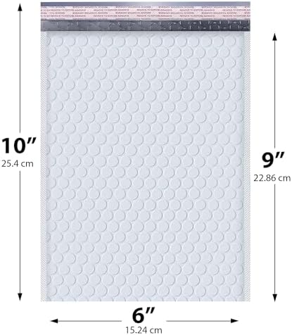 Arctic White Bubble Mailers 6x10 Poly Padded Envelopes #0, 250 Pack - Image 2