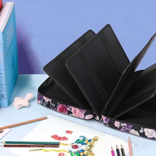 JAKAGO 480 Slots Colored Pencil Case Extra Large Capacity Pen Holder for Artist Painter Zipper Organizer Bag for Marker Highlighter Storage Case for Office Sketch Travel Supplies (Purple Rose) - Image 5