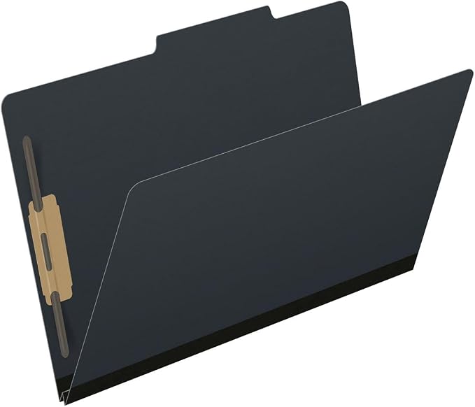 Top Tab Pressboard Folders, Legal Size, 2" exp, Fasteners Pos #1 & #3, Black (Box of 25) - Image 2
