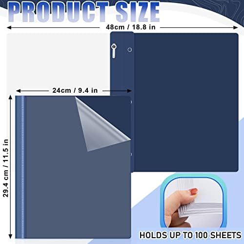 Teling 48 Pcs Clear Front Report Covers with 3 Prong Fasteners, Navy Blue - Image 2