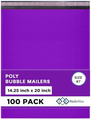 Purple Bubble Mailers 14.25x20, Poly Padded Envelopes #7, 100 Pack by MAILERVIEW
