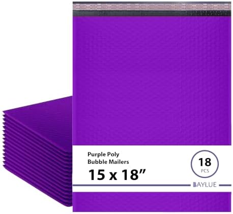 Purple Bubble Mailers 15x18, Self Seal Poly Padded Envelopes #8, 50 Pack by BAYLUE