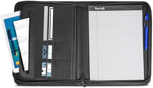 Samsill Professional Padfolio with Secure Zippered Closure, 10.1 Inch Tablet Sleeve, and 8.5 by 11 Inch Notepad, Black, Full Size (70820) - Image 4