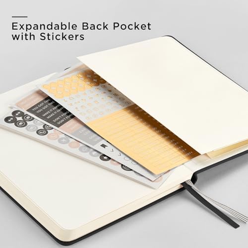 &And Per Se Dotted Journals Bulk 5-Pack, A5 Hardcover, 160 Pages 100gsm Thick Paper, Dotted Journal Supplies for Workshops, Art Classes, Creative Studio – 3 Sticker Sheets Each (Black) - Image 6