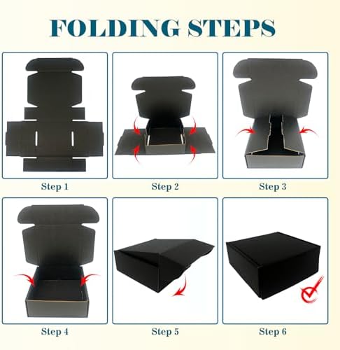 Small Shipping Boxes 5x5x2, Set of 25, Black Corrugated Cardboard Box Mailer (YD552-25BK) - Image 5