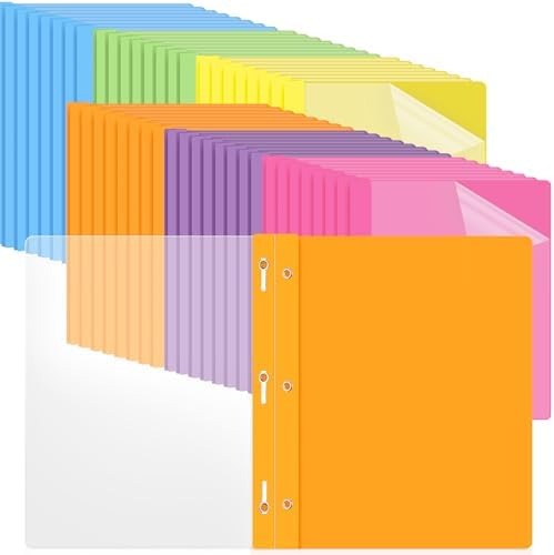 Feifeiya 72 Pack Plastic Report Covers with 3 Prongs Presentation Folders Bulk, 100 Sheet Capacity, Clear Front Report Covers for Presentation Document Paper School Office Supplies (Fresh Colors) by Feifeiya