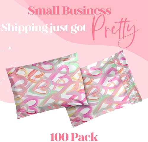 Pretty Package Store Poly Mailer 10x13, Happy Hearts, 100 Pack - Image 2