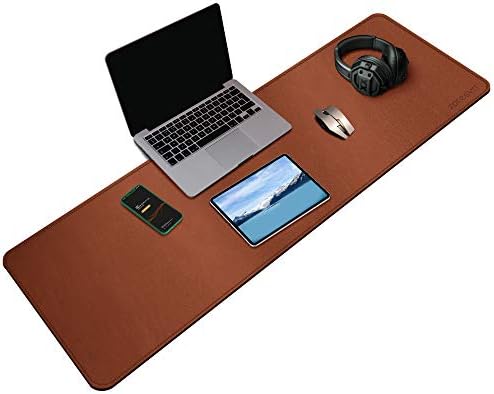 ZORESYN XL Faux Leather Desk Pad Protector, 47.2" x 15.8", Light Brown by ZORESYN