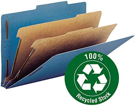 Smead Value Filing 100% Recycled Pressboard Classification File Folder, 2 Dividers, 2" Expansion, Letter Size, Dark Blue, 10 per Box - Image 3