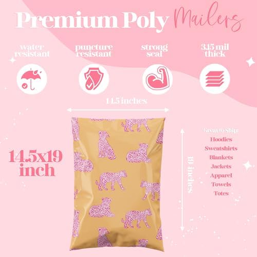 Pretty Package Store Poly Mailers 14.5x19, Pink Leopard, 100 Pack - Image 3