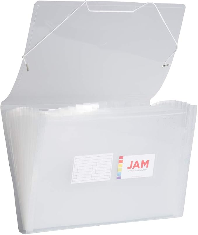 JAM PAPER Accordion Folders - 13 Pocket Plastic Expanding File - Legal Size - 10 x 15 - Clear - 2/Pack by JAMPaper