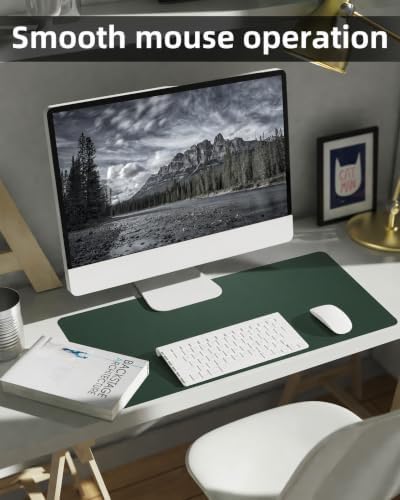 Leather Desk Pad Protector,Desk Cover mat,Office Desk mat,Laptop Mat for Desk, Non-Slip Desk Blotter,Waterproof Desk Writing Pad for Office&Home(23.6"x13.8",Dark Green) - Image 4