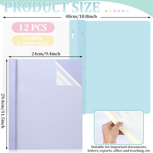 12 PCS Pastel Plastic Report Covers with 3 Prongs Clear Front Presentation Folders 3 Prong Folders for Resume Portfolio Document Report Letter Proposal School Classroom Office Supplies (Pastel) - Image 2