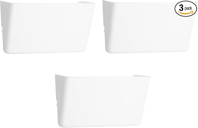 3 Pack White Plastic Single Pocket Hanging File Organizer, Wall Mount Paper Mails Magazines Holder, Mounted Folder Bins for Office School and Home, 12.99x4.13x7.48 inches by EASEPRES