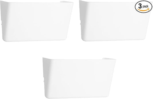 3 Pack White Plastic Single Pocket Hanging File Organizer, Wall Mount Paper Mails Magazines Holder, Mounted Folder Bins for Office School and Home, 12.99x4.13x7.48 inches by EASEPRES