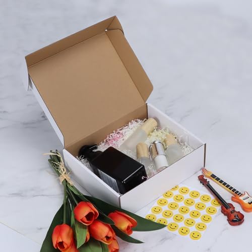 HORLIMER 10x8x3 inches Shipping Boxes Set of 25, White Corrugated Cardboard Box Literature Mailer, 25 Stickers Included - Image 5