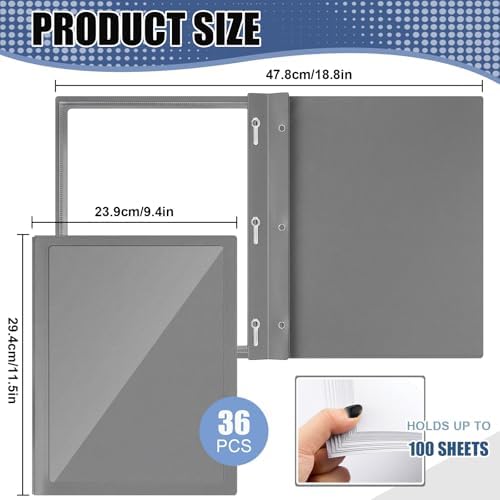 Teling 36 Pcs Report Covers with 3 Prong Presentation Folders, Dark Gray - Image 2
