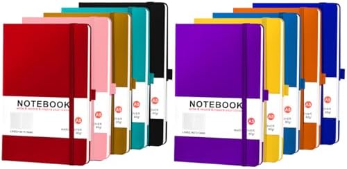 10 Pack A5 Journals, Lined Hardcover Journaling Notebooks Bulk for Writing by Jaoruizer