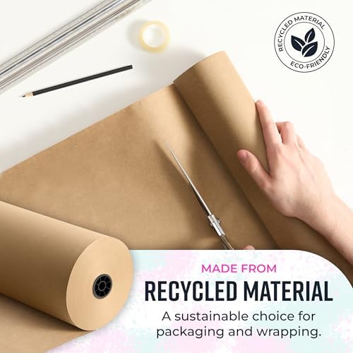 Bryco Goods Brown Packing Paper Roll 18" x 14,400" (1200ft) - Made in USA, Eco-Friendly Void Fill for Moving, Shipping & Box Cushioning - Sustainable, Recyclable, Kraft Paper Thickness - Image 4
