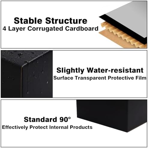 8x8x4 Black Shipping Boxes, 30 Pack Medium Mailer & Packaging Boxes for Small Business, Heavy Duty Corrugated Cardboard, Ideal for Shipping & Packaging - Image 3