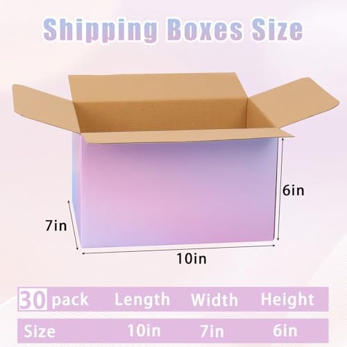 FORBFAN 10 x 7 x 6 Shipping Boxes, 30 Pack Corrugated Cardboard Mailing Boxes for Small Business, Colorful Packing Boxes for Shipping & Storage - Image 2