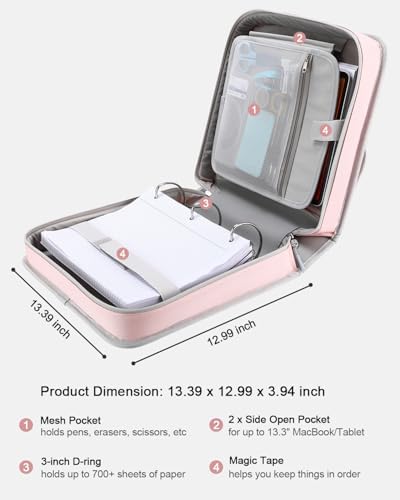 3" D-ring Zipper Binder with 700+ Sheets Capacity - Image 3