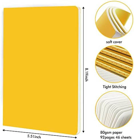36 Pack Soft Cover Journal Bulk, Feela Lined Blank Travel Journal for Women Men Writing, Notebooks College Ruled for Work, Note Taking Notebook School Business Supplies, 8.2” x 5.5”, A5, Yellow - Image 2