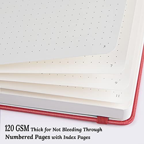 Hardcover Leather Dotted Journal Notebook, 120GSM Thick Paper,Numbered Page - Image 3