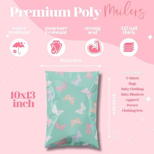 Pretty Package Store Poly Mailers 10x13, Butterfly, 100 Pack - Image 3