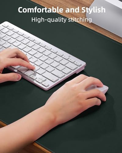 AFIING Desk Pad Protector 23.6" x 13.7" - Non-Slip Waterproof PU Leather Desk Mat for Mouse, Keyboard, Laptop, Office and Home Workspace (Dark Green) - Image 3