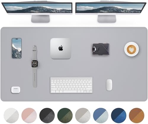 AFIING Large Desk Mat 55" x 24" - PU Leather Desk Pad Protector, Waterproof Non-Slip Extended Mouse Pad for Office Desk, Keyboard, Laptop and Home Workspace (Light Grey) by AFIING