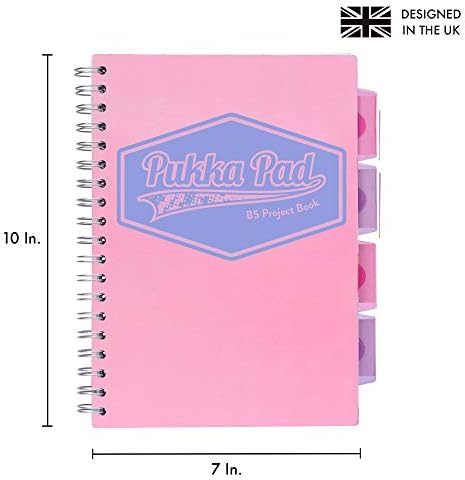 Pukka Pad 5 Subject Spiral Notebook 3-Pack - 200 Pages, 100 Sheets of 80GSM Paper with Repositionable Dividers & Perforated Edges for School & Office Planning & Organization - B5-7 X 10, Pastel - Image 3