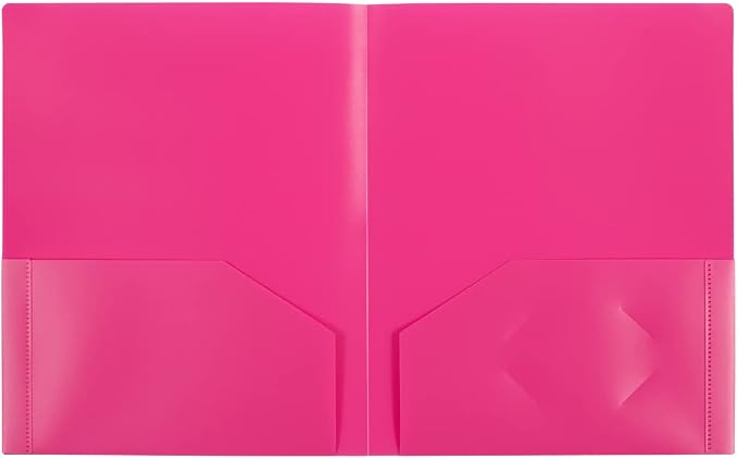 JAM PAPER Heavy Duty Plastic 2 Pocket Extra Tough School Folders - Fuchsia Hot Pink - 6/Pack - Image 6