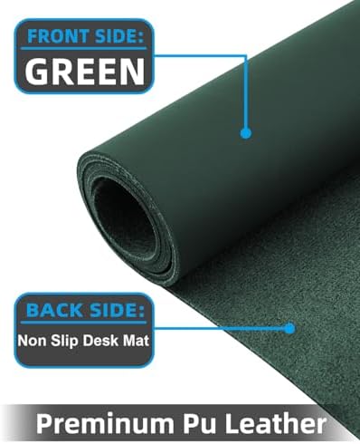Leather Desk Pad Protector, Office Desk Mat, Large Mouse Pad, Non-Slip PU Leather Desk Blotter, Laptop Desk Pad, Waterproof Writing Pad for Office/Home/Decor (Dark Green, 40" x 17") - Image 2