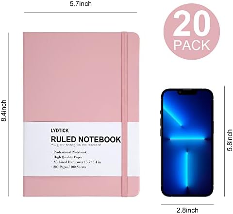 20 Pack Journals for Writing College Ruled Notebooks Journal in Bulk, Hardcover Notebooks (200Pages) for Note Talking, Lined Bullet Journals for Home School Office, 5.7"x8.4", Pink - Image 2
