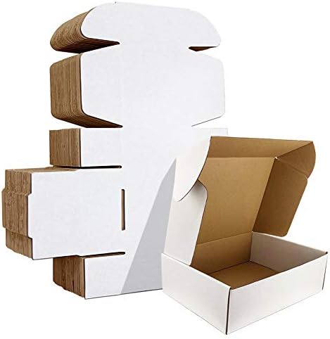 HORLIMER 9x6x2 inches Shipping Boxes Set of 25, White Corrugated Cardboard Box Literature Mailer by HORLIMER
