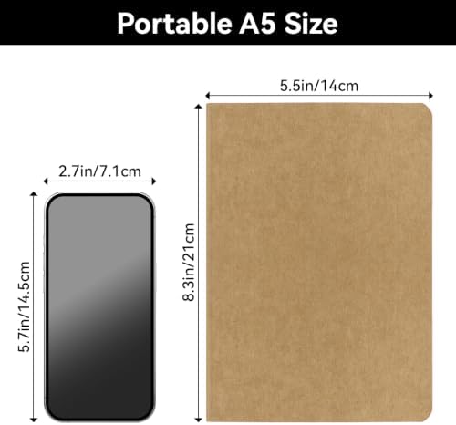 EUSOAR Blank Page Notebook, 12pcs A5 5.5"x8.3" 60 Pages Soft Cover Kraft Ruled Subject Journal Notebooks, Writing Note Pads Sketchbook Memo Composition,for School Office College Work Note Taking Diary - Image 2