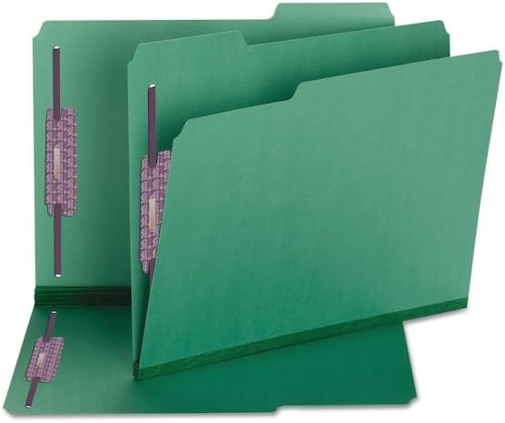 Smead Pressboard Fastener File Folder with SafeSHIELD Fasteners, 2 Fasteners, 1/3-Cut Tab, 2" Expansion, Letter Size, Green, 25 per Box (14938) - Image 6