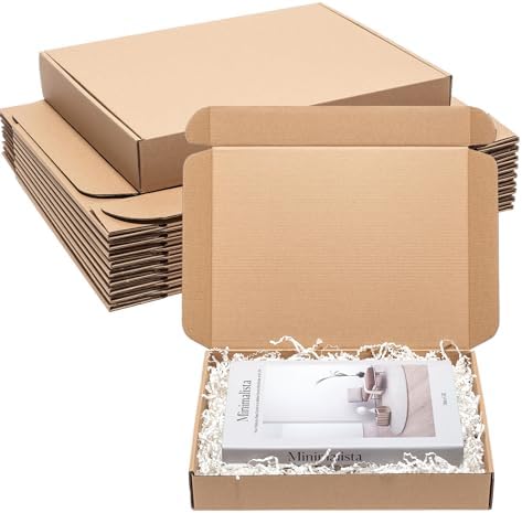Wowxyz Brown Shipping Boxes 13x10x2" 25 Pack - Corrugated Cardboard Box Mailers for Small Business, Kraft Medium Literature Mailer Packaging Supplies Brown by Wowxyz
