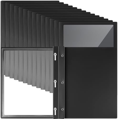 Teling 72 Pcs Report Covers with 3 Prong Presentation Folders, Black by Teling