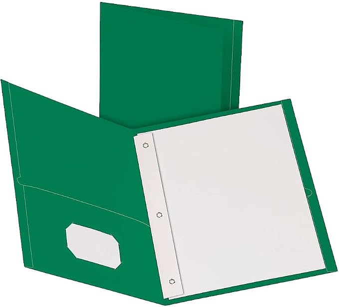 Oxford Twin Pocket Folders with Fasteners, Letter Size, Hunter Green, 25 per Box (57756) - Image 2
