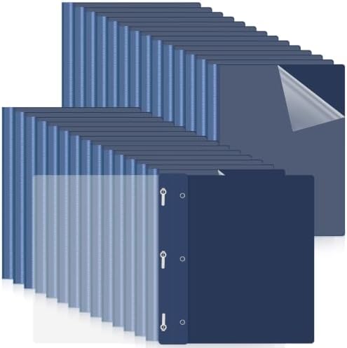 Teling 150 Pcs Plastic Report Covers Bulk with 3-Prong Fastener, Navy by Teling
