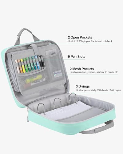 4 Inch Zipper Binder 3 Ring with Shoulder Strap,Tough/Multi-Pocket - Image 2
