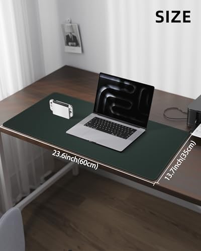 AFIING Desk Pad Protector 23.6" x 13.7" - Non-Slip Waterproof PU Leather Desk Mat for Mouse, Keyboard, Laptop, Office and Home Workspace (Dark Green) - Image 5
