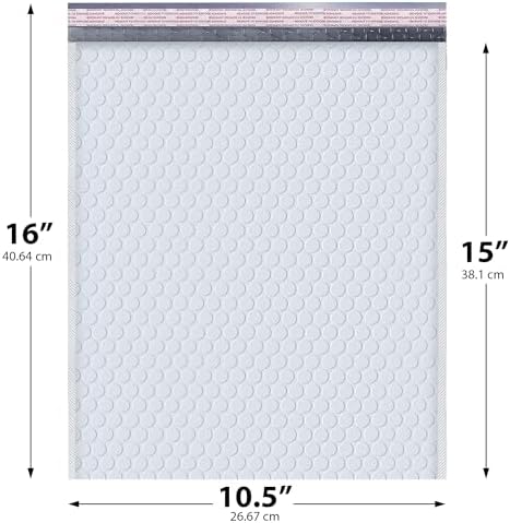 Arctic White Bubble Mailers 10.5x16 Poly Padded Envelopes #5 200 Pack - Image 2