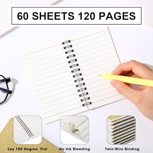 Jutom 54 Pcs Small Spiral Notebook Memo Pad 3x5, Glitter Gold - Image 2